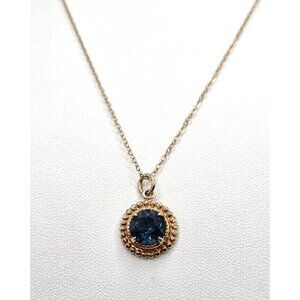 Gold-Tone Necklace With Blue Gemstone Pendant